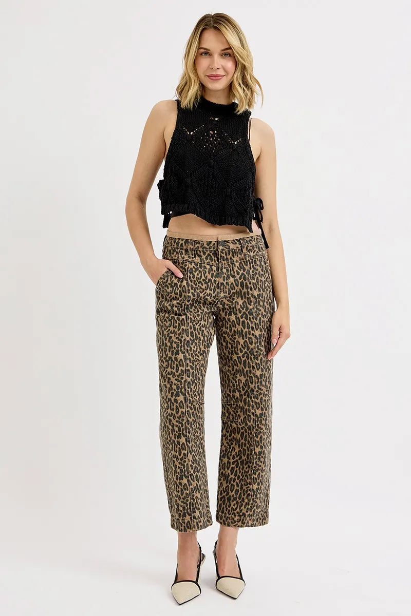 【SATIIIZ】Ness Curved Leopard Denim Pants SATIIIZ】Ness Curved Leopard Denim Pants (SATiiiZ/デニム