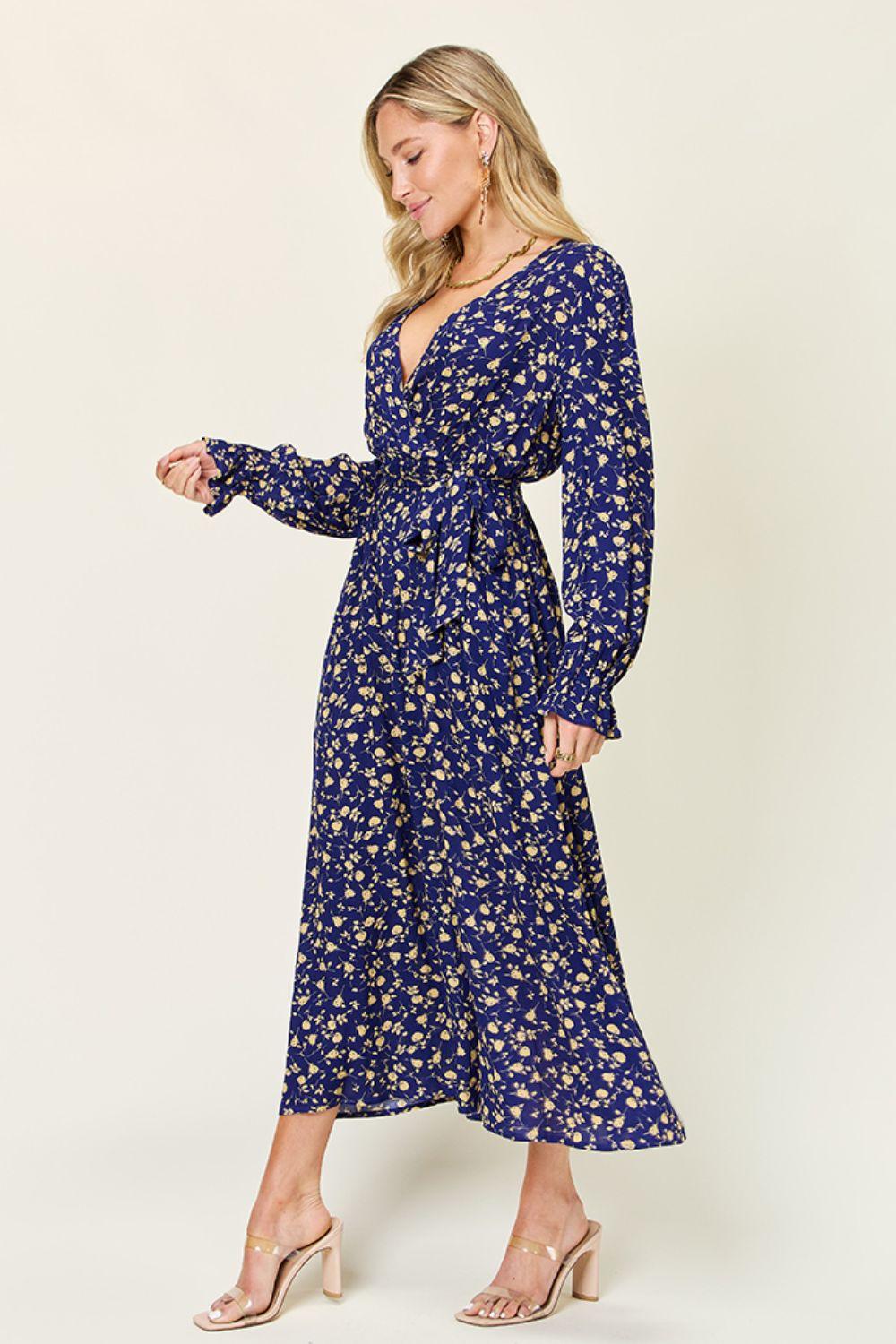 Tie Back Flounce Sleeve Dress Dresses