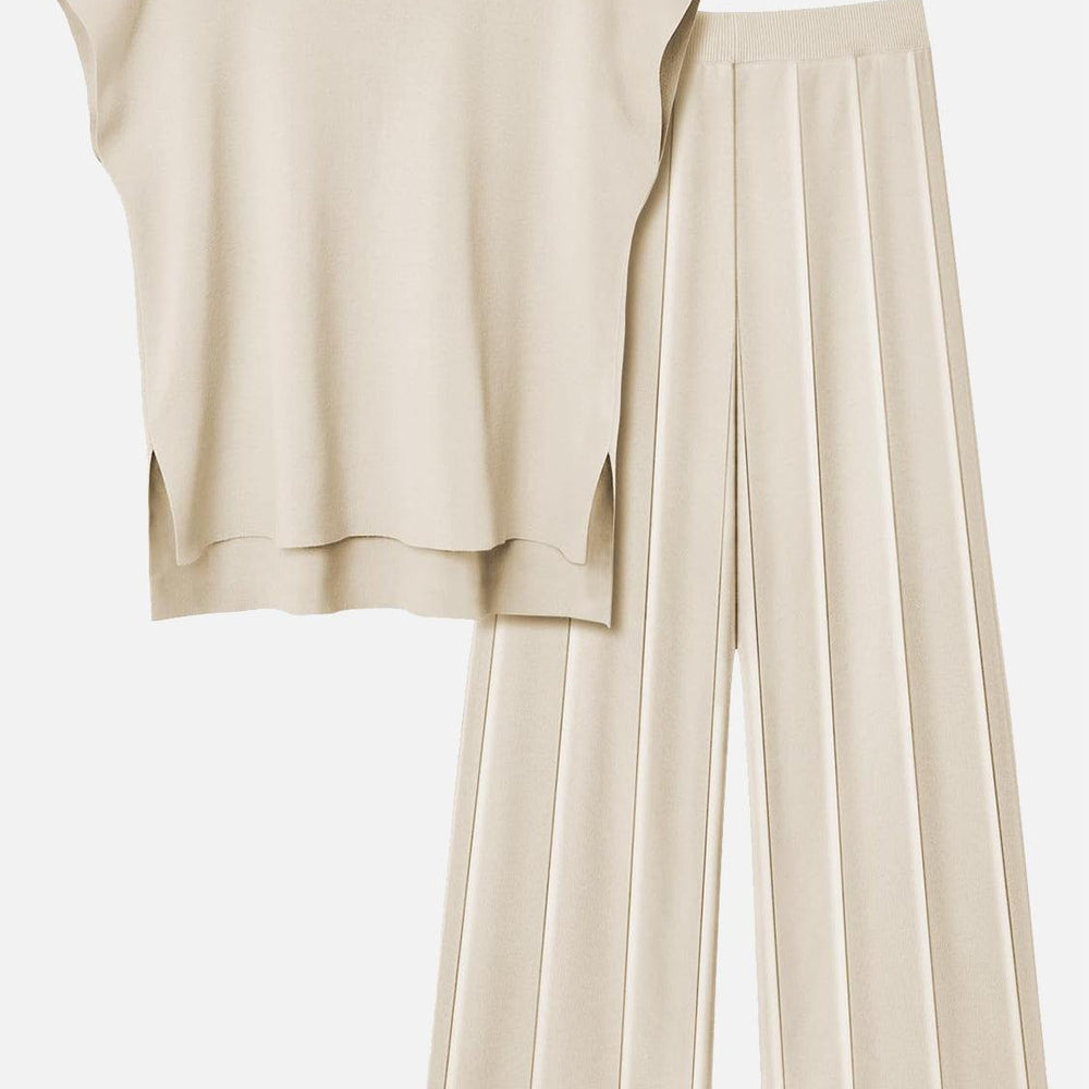Cap Sleeve Top and Pants Knit Set Sets